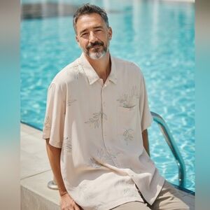 Luau - Limited Edition 60% Silk & 40% Cotton, Floral Design, Pocket, XL,